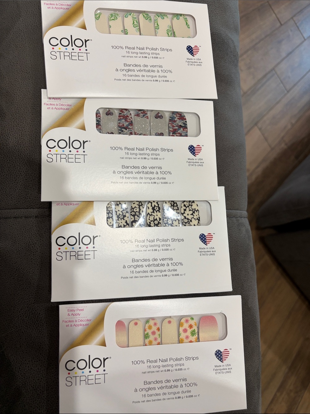 Color Street Floral Nail Strips in Green, Pink, Cream & Black Accents